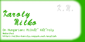karoly milko business card